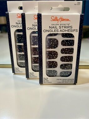 Sally Hansen Salon Effects Nail Strips — Black with Silver Glitter